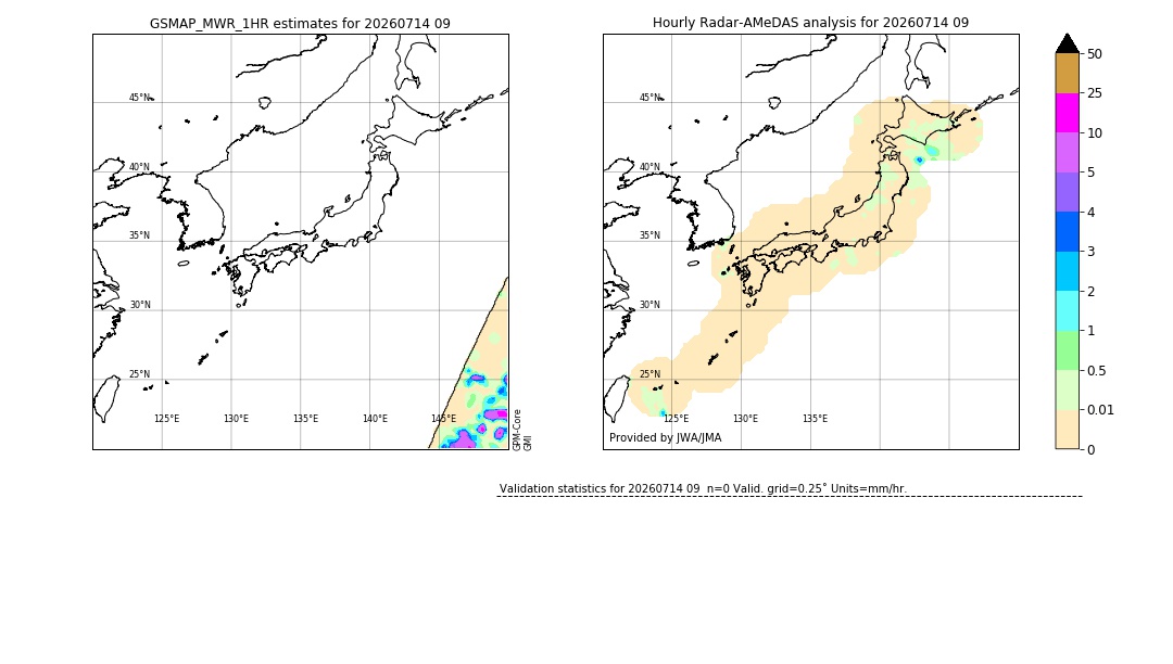 GSMaP MWR validation image. 2026/07/14 09