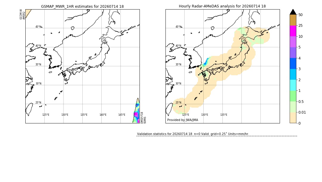 GSMaP MWR validation image. 2026/07/14 18