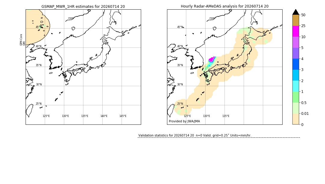 GSMaP MWR validation image. 2026/07/14 20