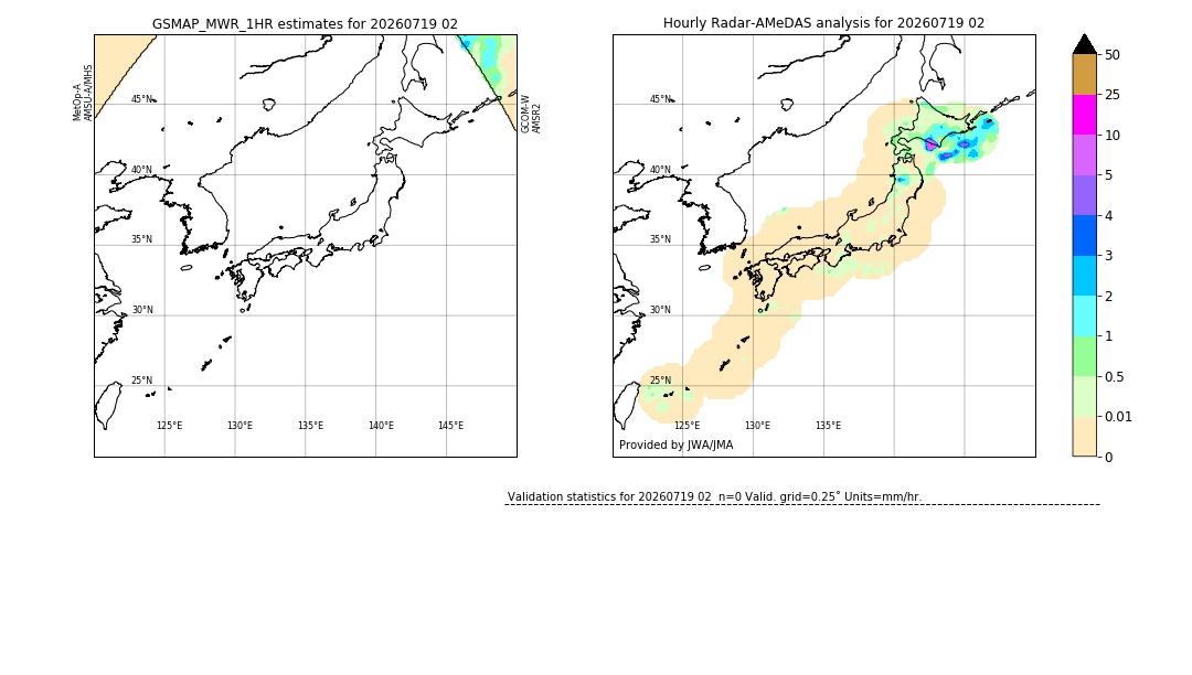 GSMaP MWR validation image. 2026/07/19 02