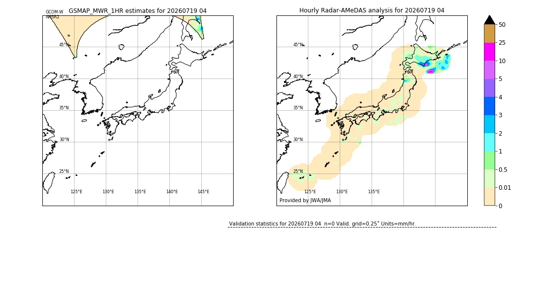 GSMaP MWR validation image. 2026/07/19 04
