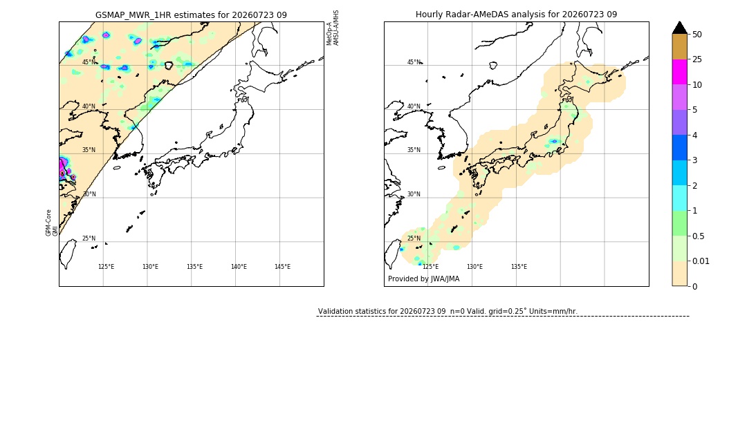 GSMaP MWR validation image. 2026/07/23 09
