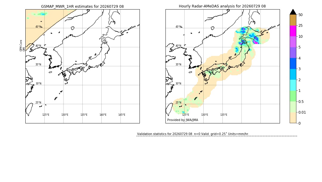 GSMaP MWR validation image. 2026/07/29 08
