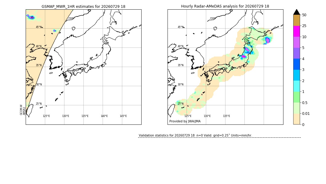 GSMaP MWR validation image. 2026/07/29 18