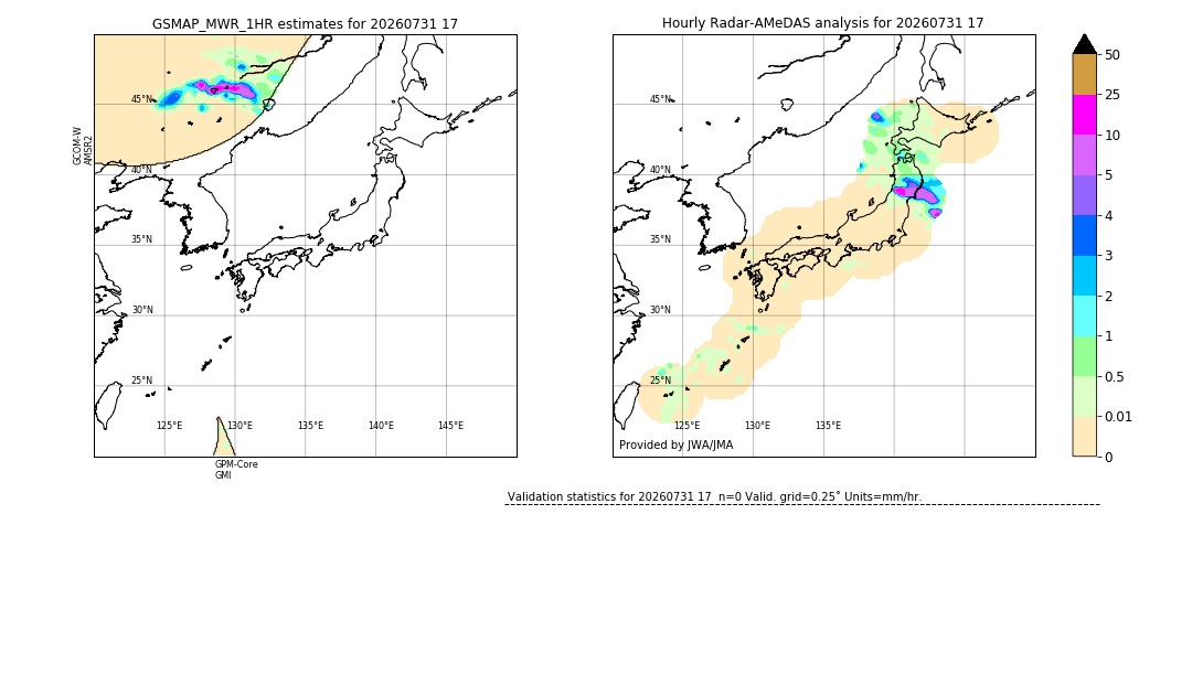 GSMaP MWR validation image. 2026/07/31 17