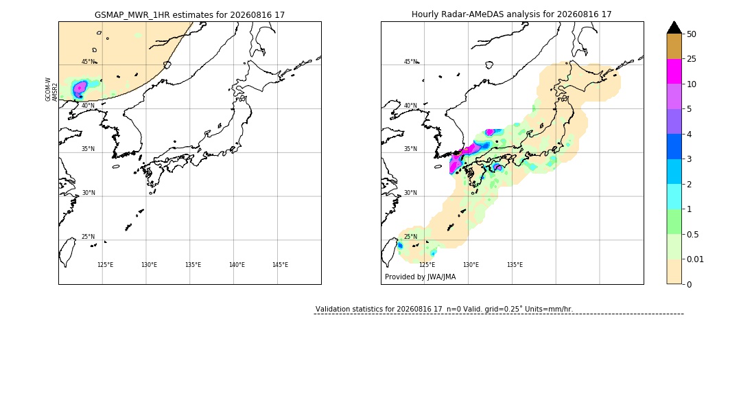 GSMaP MWR validation image. 2026/08/16 17