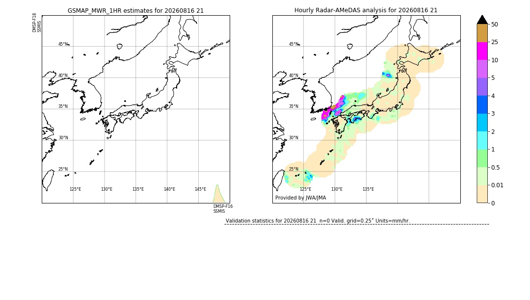 GSMaP MWR validation image. 2026/08/16 21