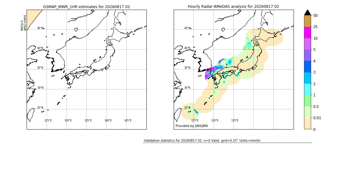 GSMaP MWR validation image. 2026/08/17 02