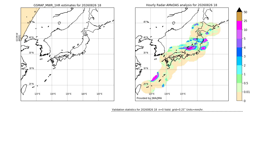 GSMaP MWR validation image. 2026/08/26 18