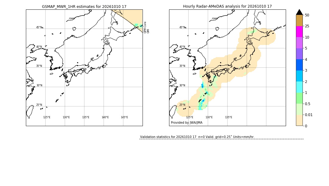 GSMaP MWR validation image. 2026/10/10 17