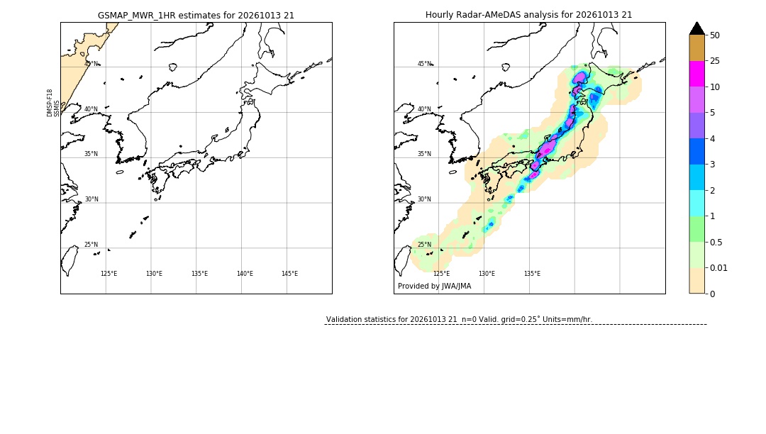 GSMaP MWR validation image. 2026/10/13 21