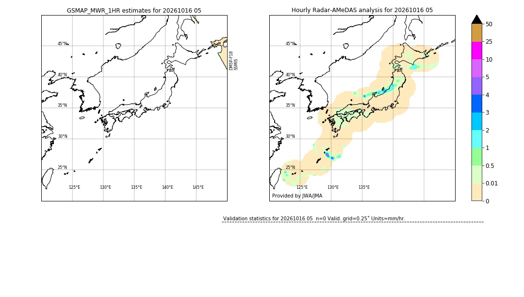 GSMaP MWR validation image. 2026/10/16 05