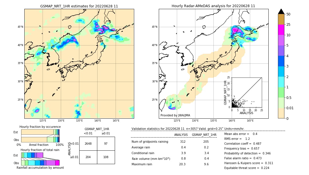 GSMaP NRT validation image. 2022/06/28 11