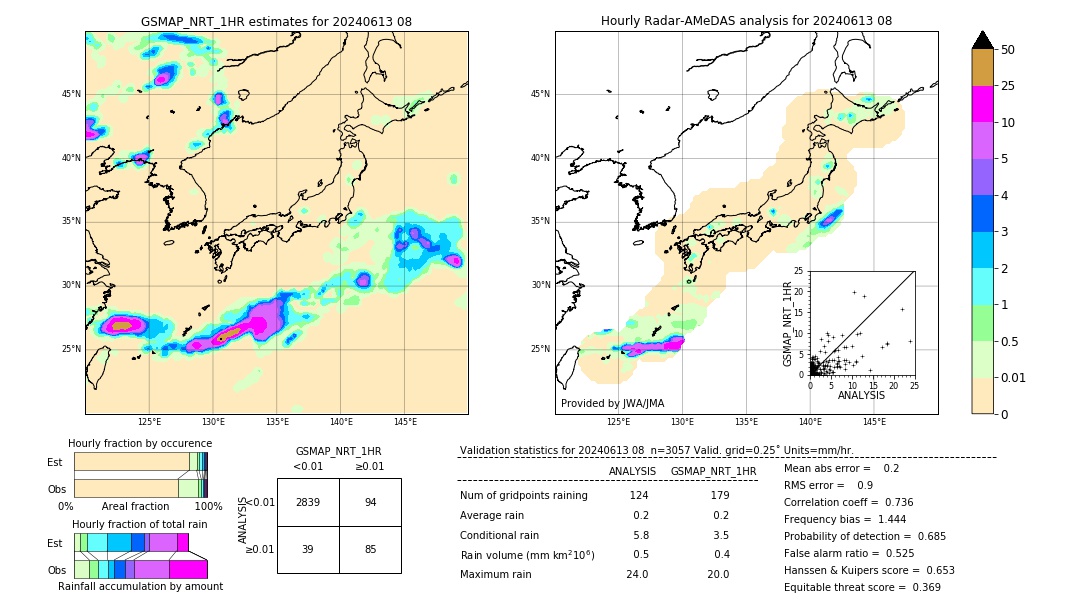 GSMaP NRT validation image. 2024/06/13 08